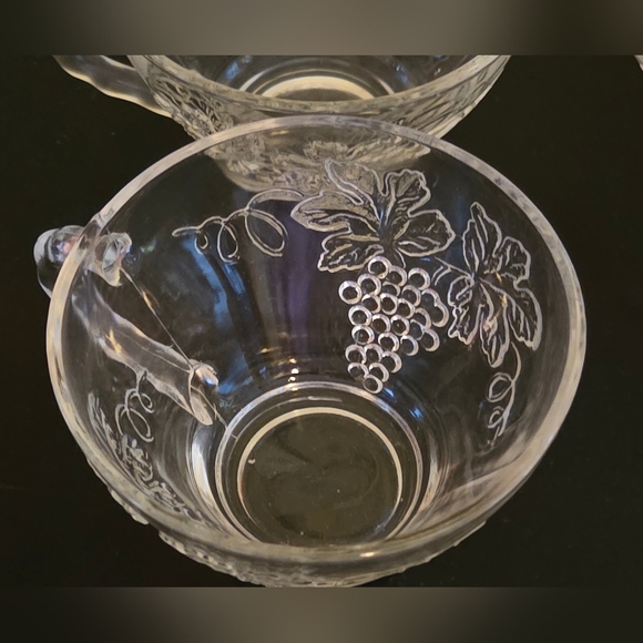 Set of 5 Anchor Hocking Grape Punch Bowl Replacement Cup Cups Clear Glass MCM - Picture 3 of 4